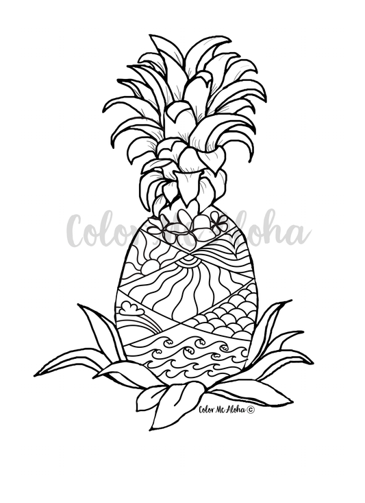 Coloring Page Color Me Aloha Pineapple